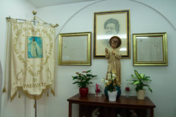 On the banner on the left is written “Immaculate Heart of Mary Refuge of Souls, cenacle of Paravati.” Paravati, Italy. April 10, 2022. (Photo by Eleonora Francica for Faith Wire)